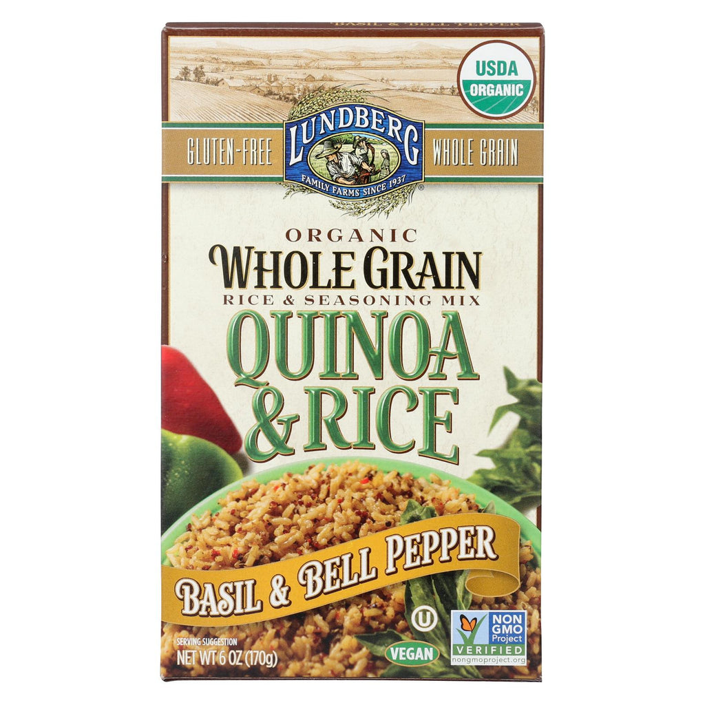 Lundberg Family Farms Quinoa And Brown Rice - Basil And Bell Pepper - Case Of 6 - 6 Oz.