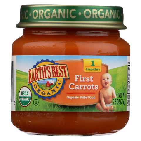 Earth's Best Organic First Carrots Baby Food - Stage 1 - Case Of 12 - 2.5 Oz.