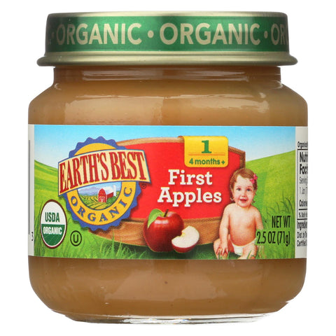 Earth's Best Organic First Apples Baby Food - Stage 1 - Case Of 12 - 2.5 Oz.