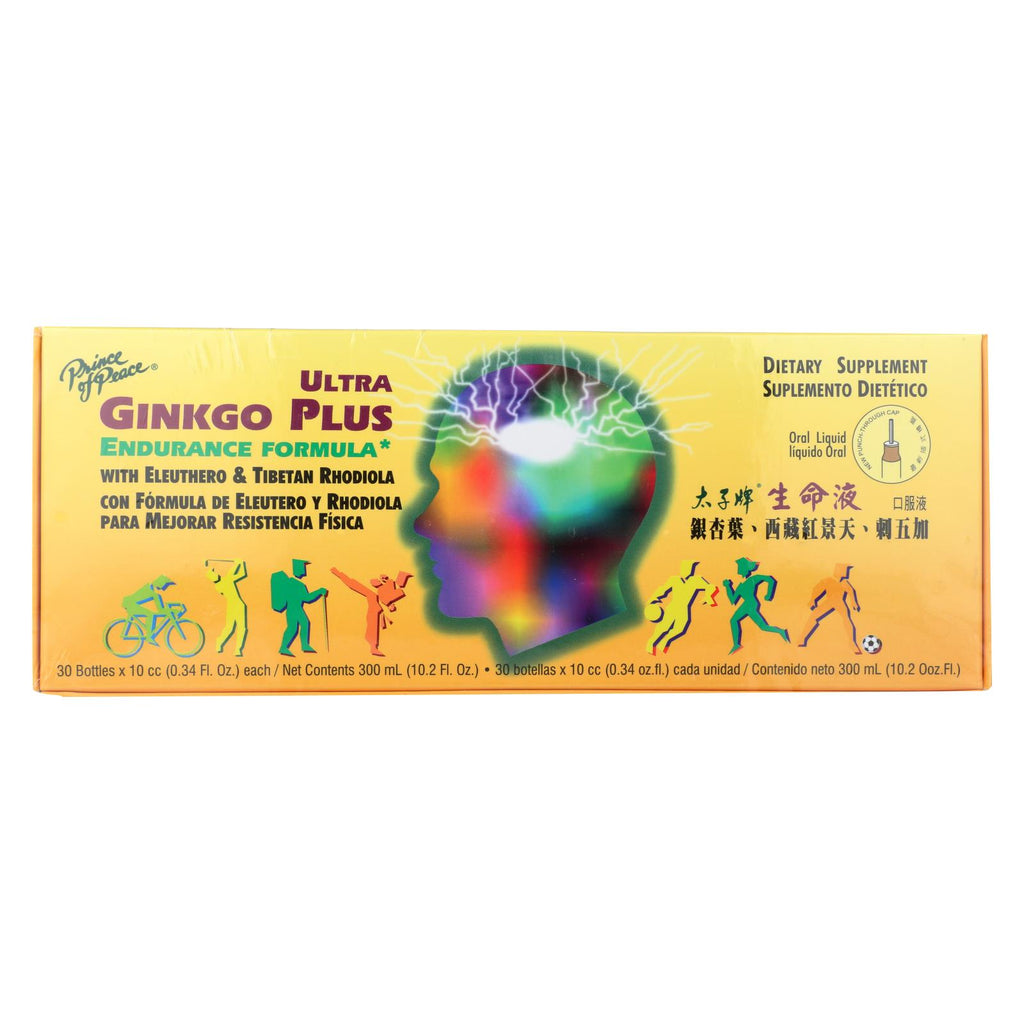 Prince Of Peace Ultra Gingko Plus Endurance Formula - With Eleuthero And Rhodiola - 10 Cc - 30 Vials