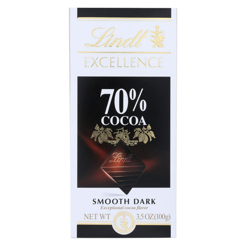 Lindt Chocolate Bar - Dark Chocolate - 70 Percent Cocoa - Smooth - 3.5 Oz Bars - Case Of 12