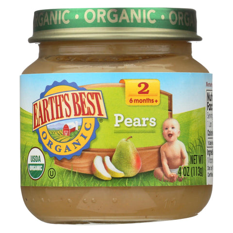 Earth's Best Organic Pears Baby Food - Stage 2 - Case Of 12 - 4 Oz.