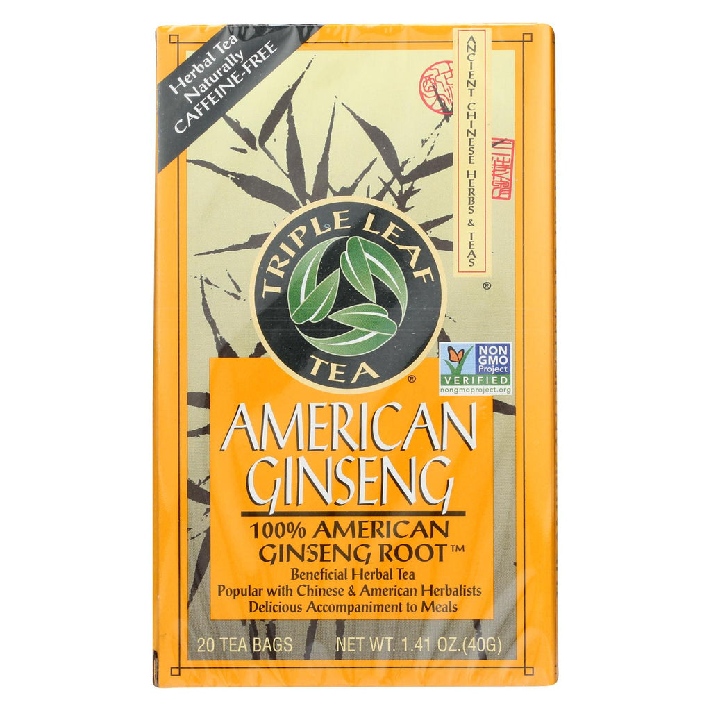 Triple Leaf Tea American Ginseng - Caffeine Free - Case Of 6 - 20 Bags