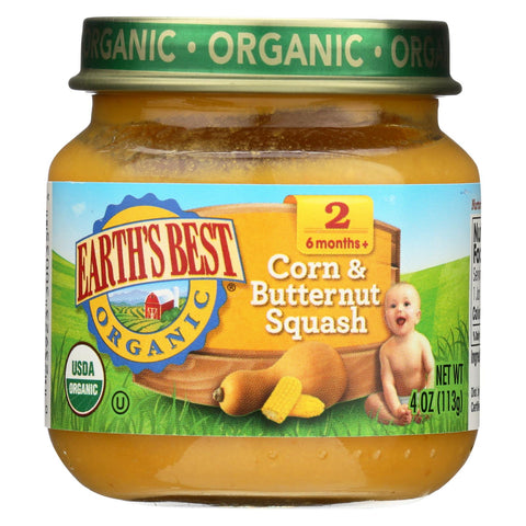 Earth's Best Organic Corn And Butternut Squash Baby Food - Stage 2 - Case Of 12 - 4 Oz.