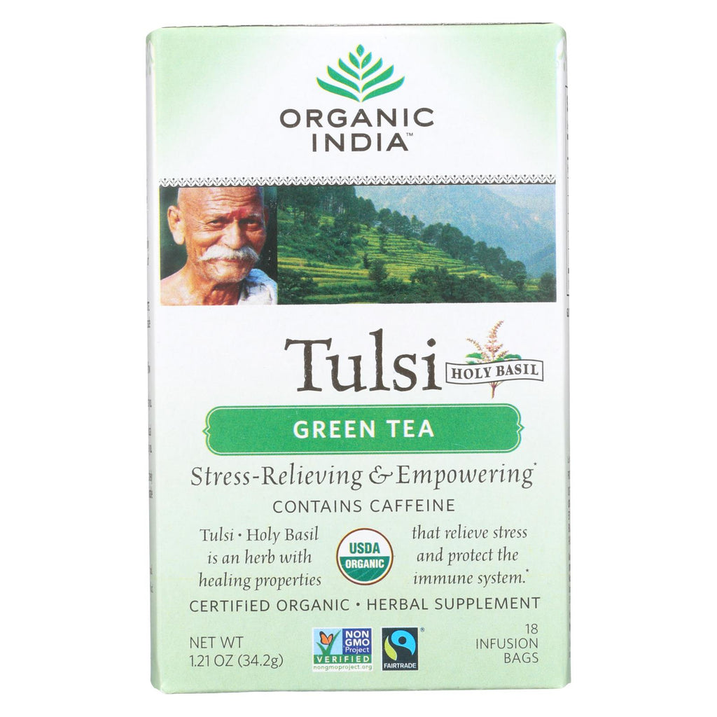 Organic India Tulsi Tea Green Tea - 18 Tea Bags - Case Of 6