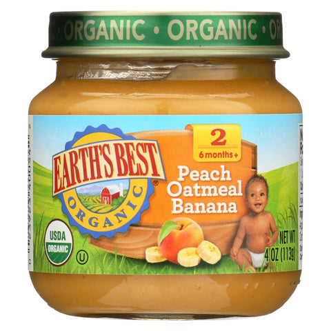 Earth's Best Organic Peach Oatmeal Banana Baby Food - Stage 2 - Case Of 12 - 4 Oz.