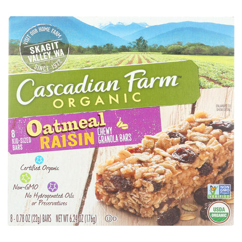 Cascadian Farm Organic Chewy Granola Bars - Oatmeal Raisin - Case Of 12 - 6.24 Oz.