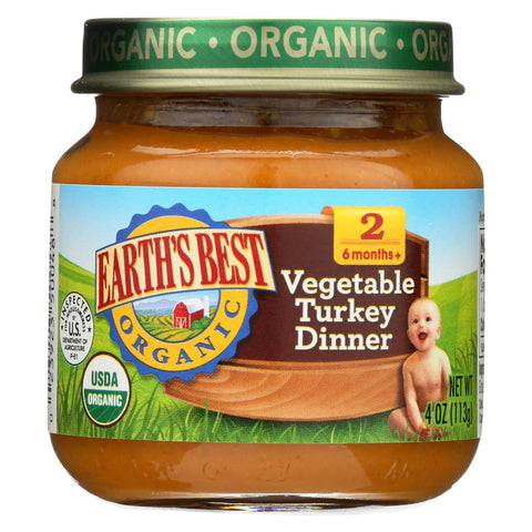 Earth's Best Organic Vegetable Turkey Dinner Baby Food - Stage 2 - Case Of 12 - 4 Oz.