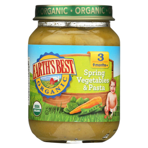 Earth's Best Organic Spring Vegetables And Pasta Baby Food - Stage 3 - Case Of 12 - 6 Oz.