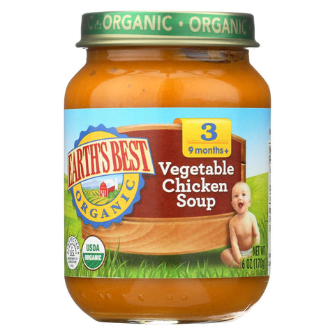 Earth's Best Organic Vegetable Chicken Soup Baby Food - Stage 3 - Case Of 12 - 6 Oz.