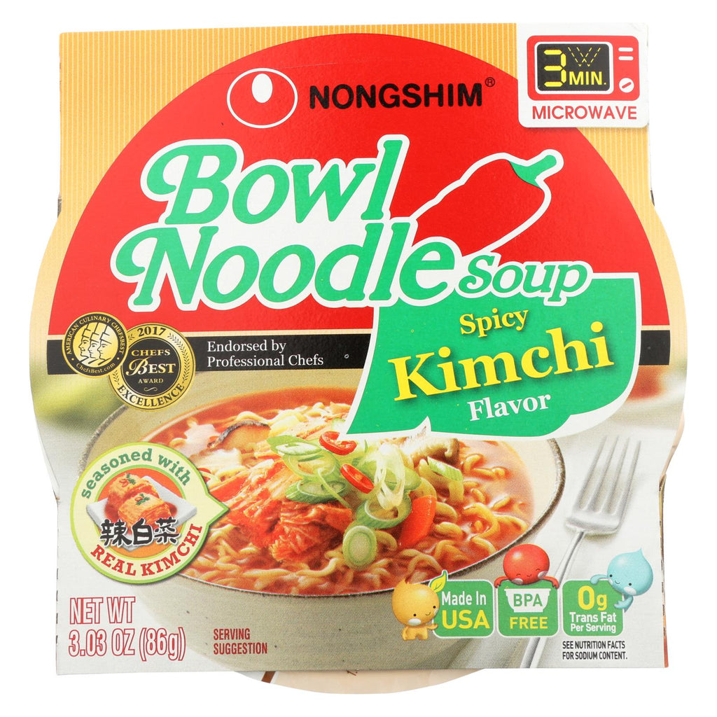 Nong Shim Kimchi Cup - Vegan - Case Of 12 - 3.03 Oz.