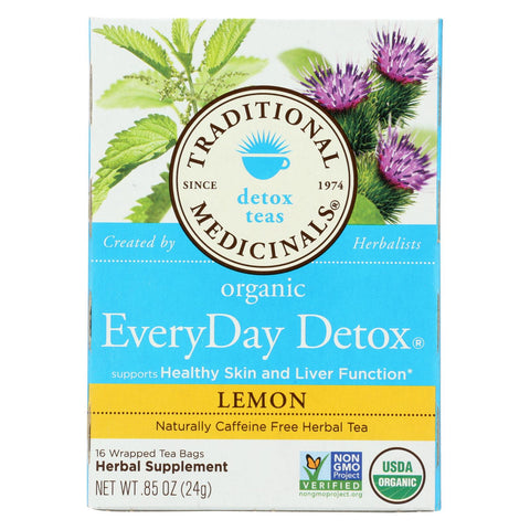 Traditional Medicinals Lemon Everyday Detox Herbal Tea - 16 Tea Bags - Case Of 6