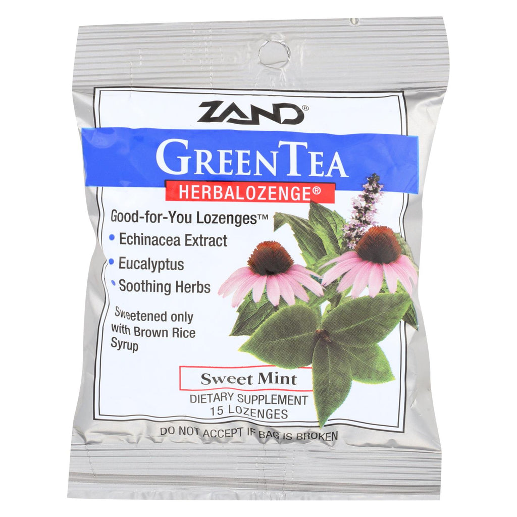 Zand Counter Display - Herbal Supplement - Herbalozenge - Green Tea With Echinacea - 15 Lozenges - Case Of 12