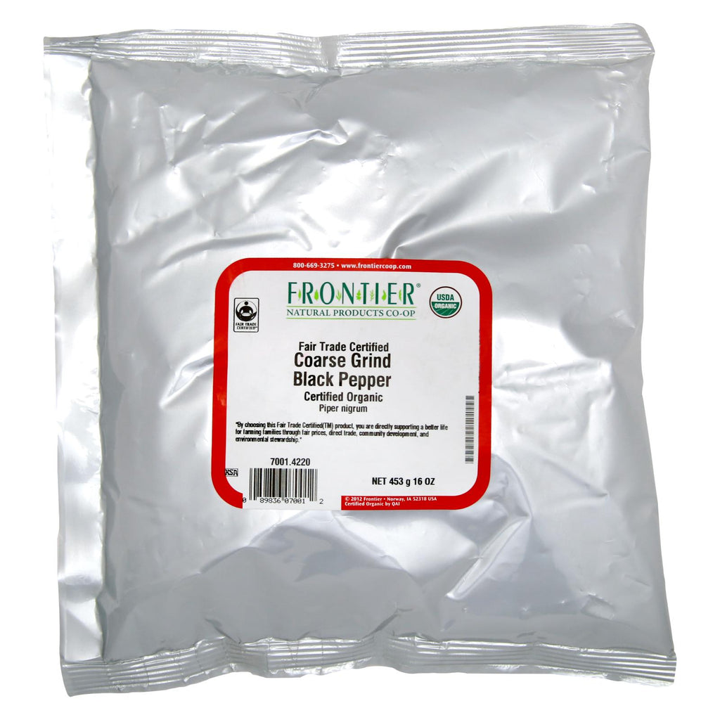 Frontier Herb Pepper - Organic - Fair Trade Certified - Black - Coarse Grind - Bulk - 1 Lb