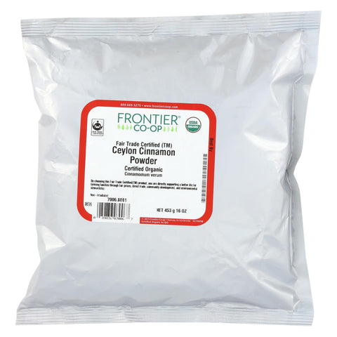 Frontier Herb Cinnamon - Organic - Fair Trade Certified - Powder - Ground - Ceylon - Bulk - 1 Lb