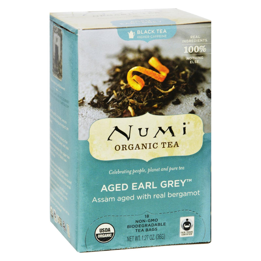 Numi Aged Earl Grey Bergamot Black Tea - 18 Tea Bags - Case Of 6