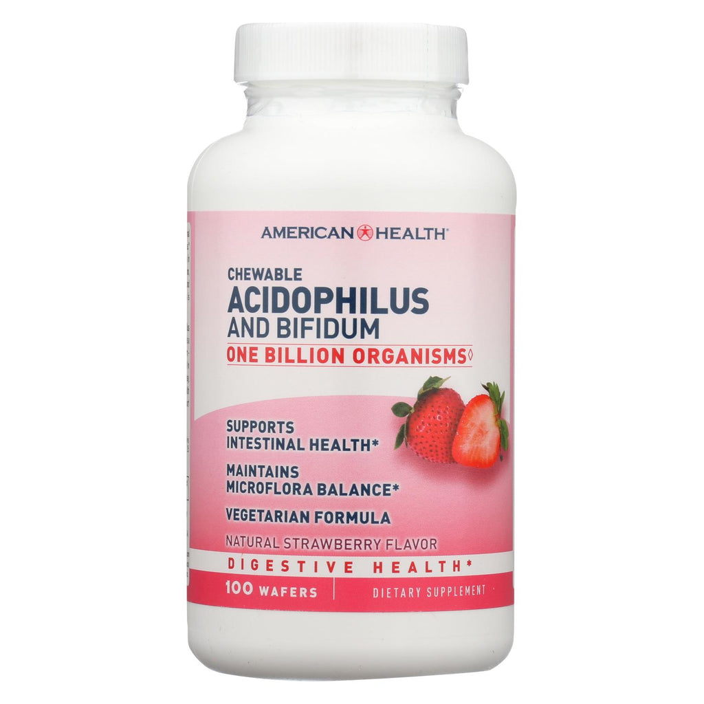 American Health - Acidophilus And Bifidum - Strawberry - 100 Chewable Wafers