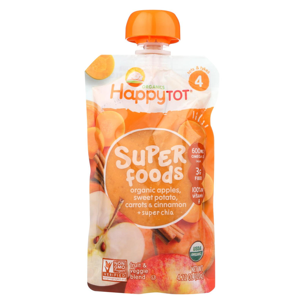 Happy Baby Happytot Organic Superfoods Sweet Potato Apple Carrot And Cinnamon - 4.22 Oz - Case Of 16