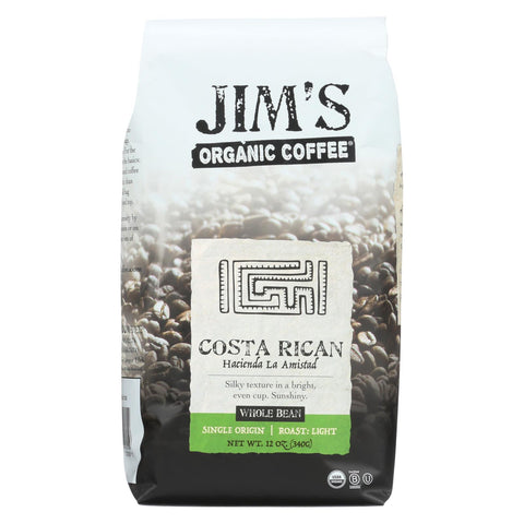 Jim's Organic Coffee - Whole Bean - Costa Rican - Case Of 6 - 12 Oz.