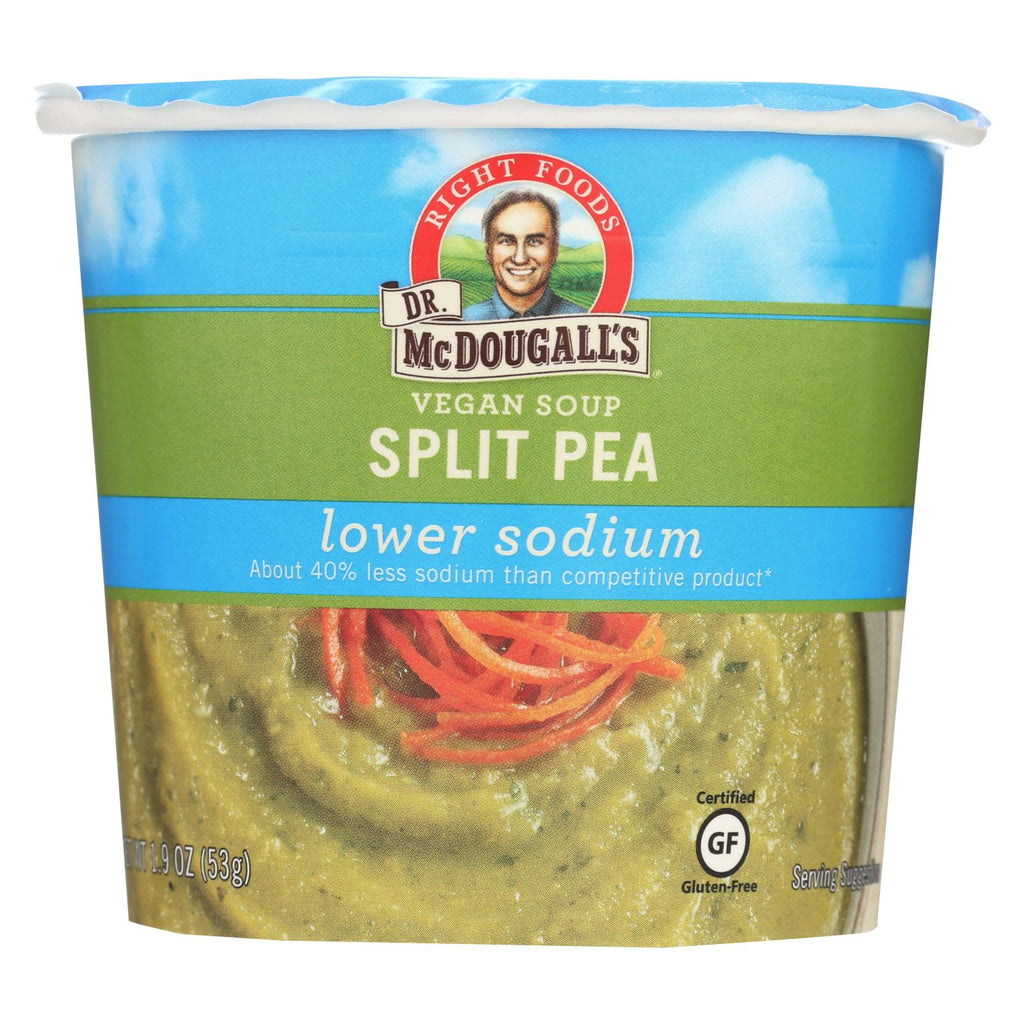 Dr. Mcdougall's Vegan Split Pea Lower Sodium Soup Cup - Case Of 6 - 1.9 Oz.