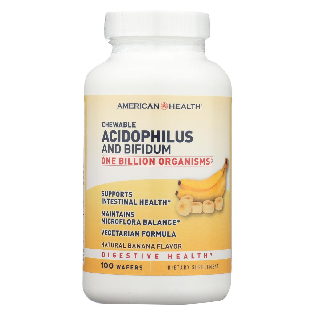 American Health - Acidophilus With Bifidus Chewable Banana - 100 Wafers