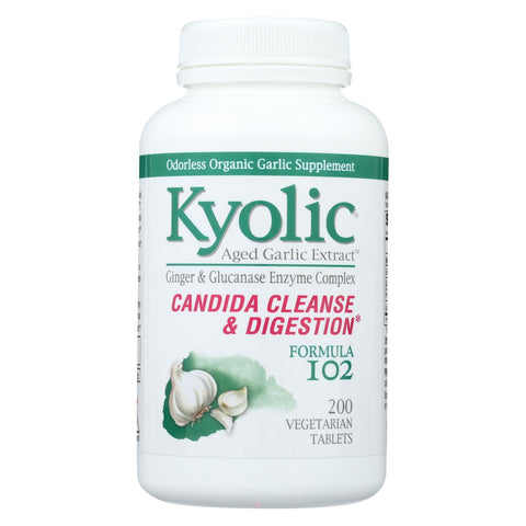 Kyolic - Aged Garlic Extract Candida Cleanse And Digestion Formula 102 - 200 Vegetarian Tablets