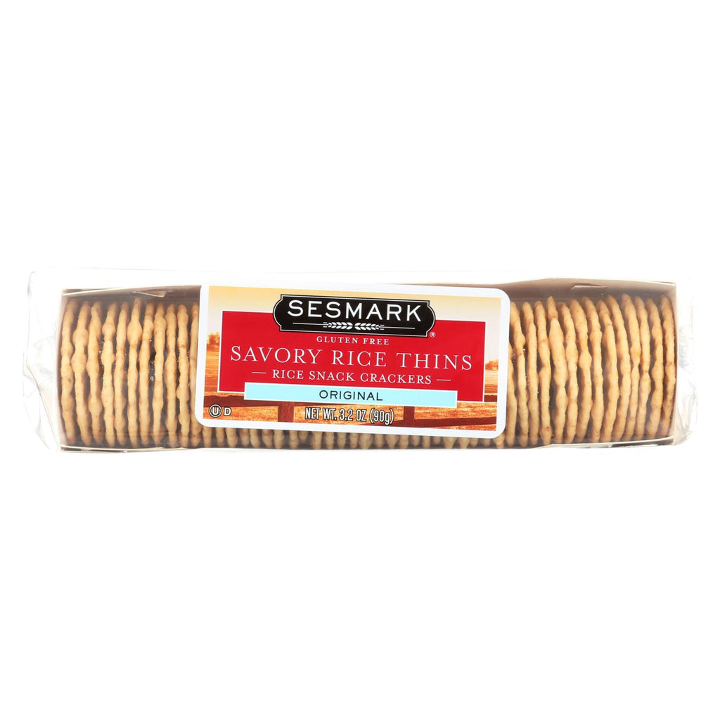 Sesmark Foods Savory Rice Thins - Original - Case Of 12 - 3.2 Oz.