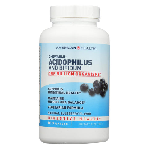 American Health - Acidophilus And Bifidus Chewable Blueberry - 100 Wafers