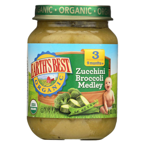 Earth's Best Organic Zucchini Broccoli Medley Baby Food - Stage 3 - Case Of 12 - 6 Oz.