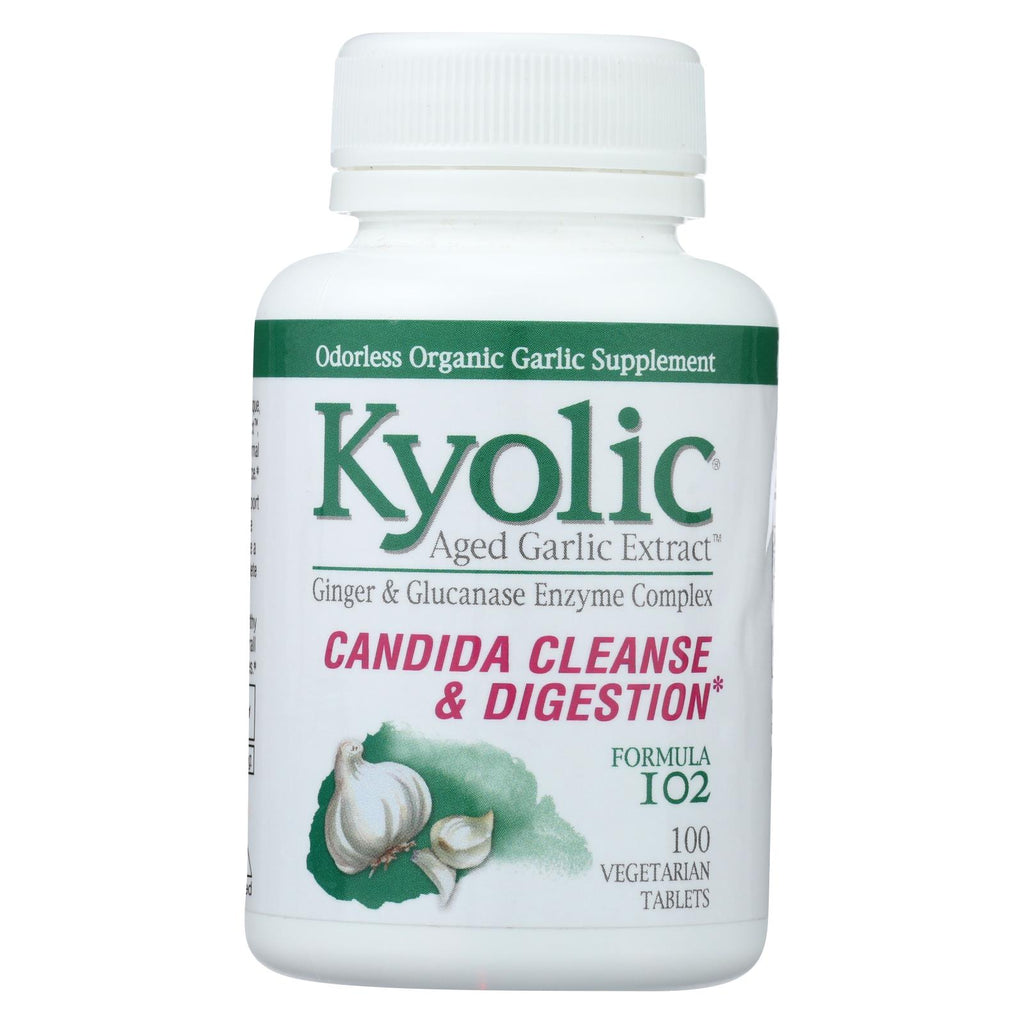 Kyolic - Aged Garlic Extract Candida Cleanse And Digestion Formula 102 - 100 Vegetarian Tablets