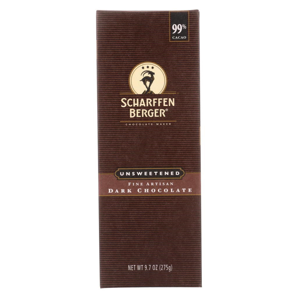 Scharffen Berger Baking Chocolate - 99 Percent Unsweetened - Bar - 9.7 Oz - Case Of 6