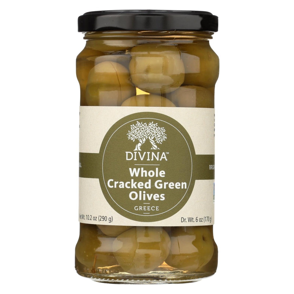 Divina - Cracked Green Olives - Case Of 6 - 6.14 Oz.