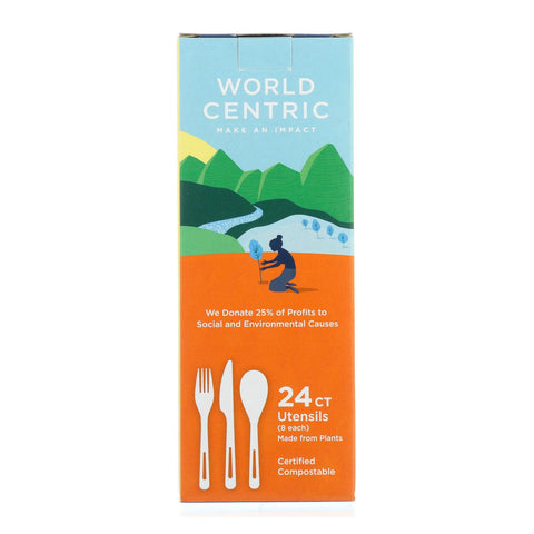 World Centric Assorted Corn Starch Flatware - Case Of 12 - 24 Count