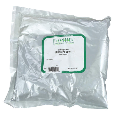 Frontier Herb Pepper - Black - Medium Grind - Dustless - 30 Mesh - Bulk - 1 Lb