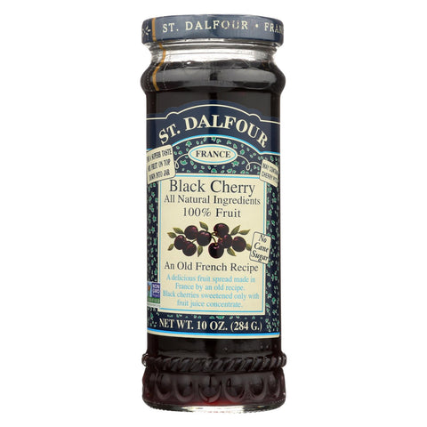 St Dalfour Fruit Spread - Deluxe - 100 Percent Fruit - Black Cherry - 10 Oz - Case Of 6