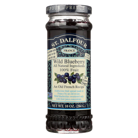 St Dalfour Fruit Spread - Deluxe - 100 Percent Fruit - Wild Blueberry - 10 Oz - Case Of 6