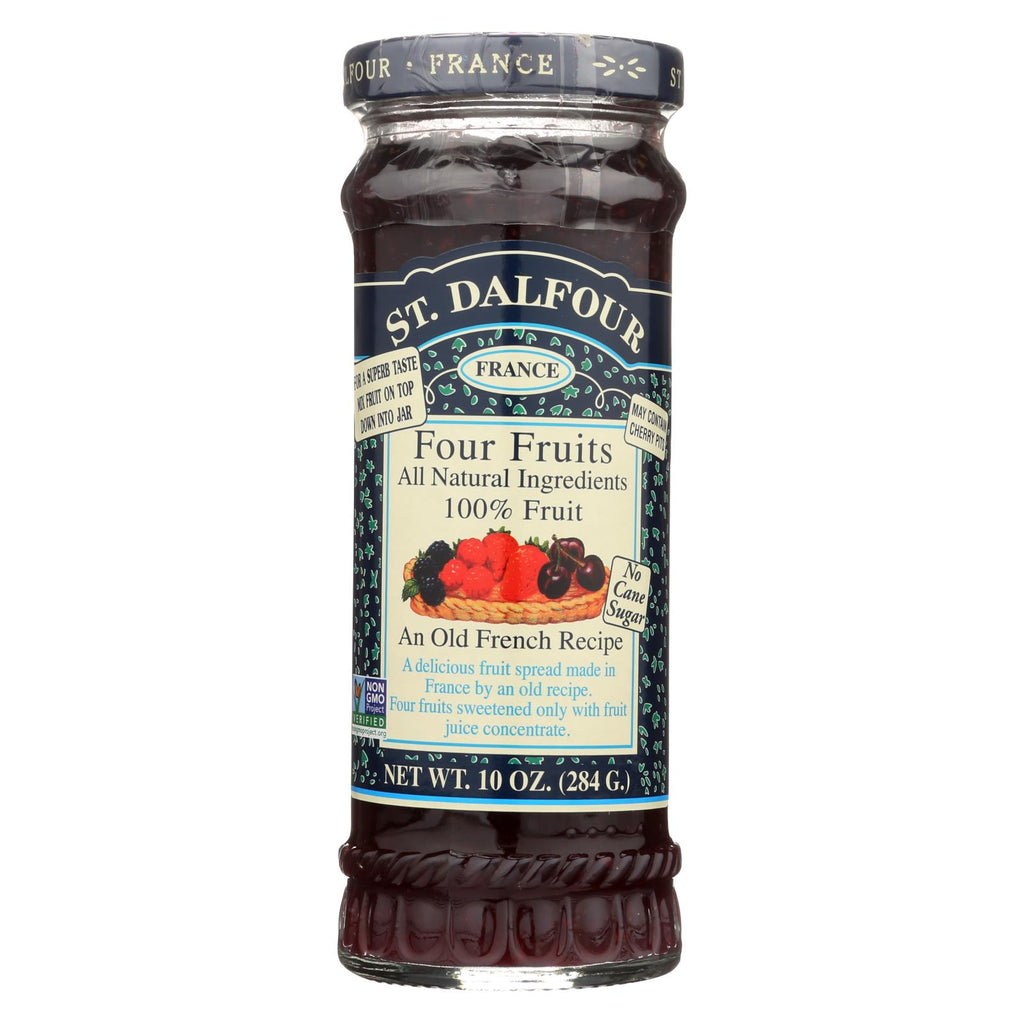 St Dalfour Fruit Spread - Deluxe - 100 Percent Fruit - Four Fruits - 10 Oz - Case Of 6