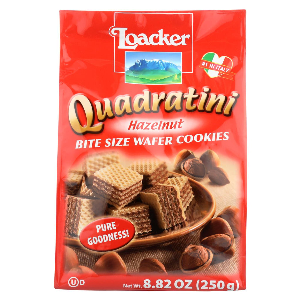 Loacker Quadratini Bite Size Wafer Cookies - Hazelnut - Case Of 8 - 8.82 Oz.