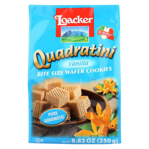 Loacker Quadratini Vanilla Bite Size Wafer Cookies - Case Of 8 - 8.82 Oz.