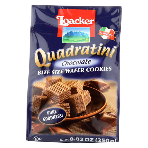 Loacker Quadratini Quadratini Chocolate Bite Size Wafer Cookies - Case Of 8 - 8.82 Oz.