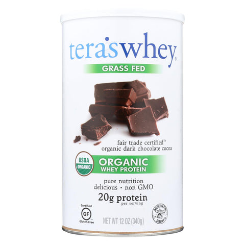 Teras Whey Protein Powder - Whey - Organic - Fair Trade Certified Dark Chocolate Cocoa - 12 Oz