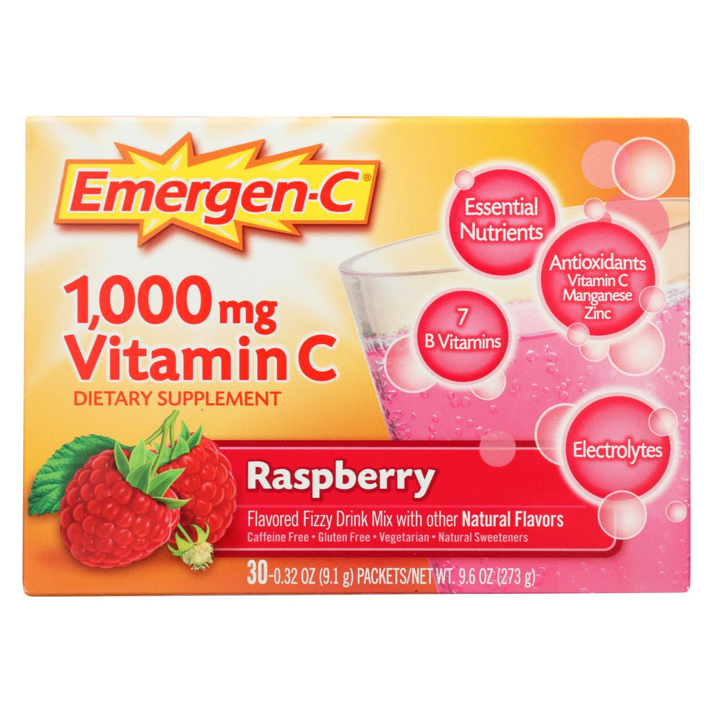 Alacer - Emergen-c Vitamin C Fizzy Drink Mix Raspberry - 1000 Mg - 30 Packets