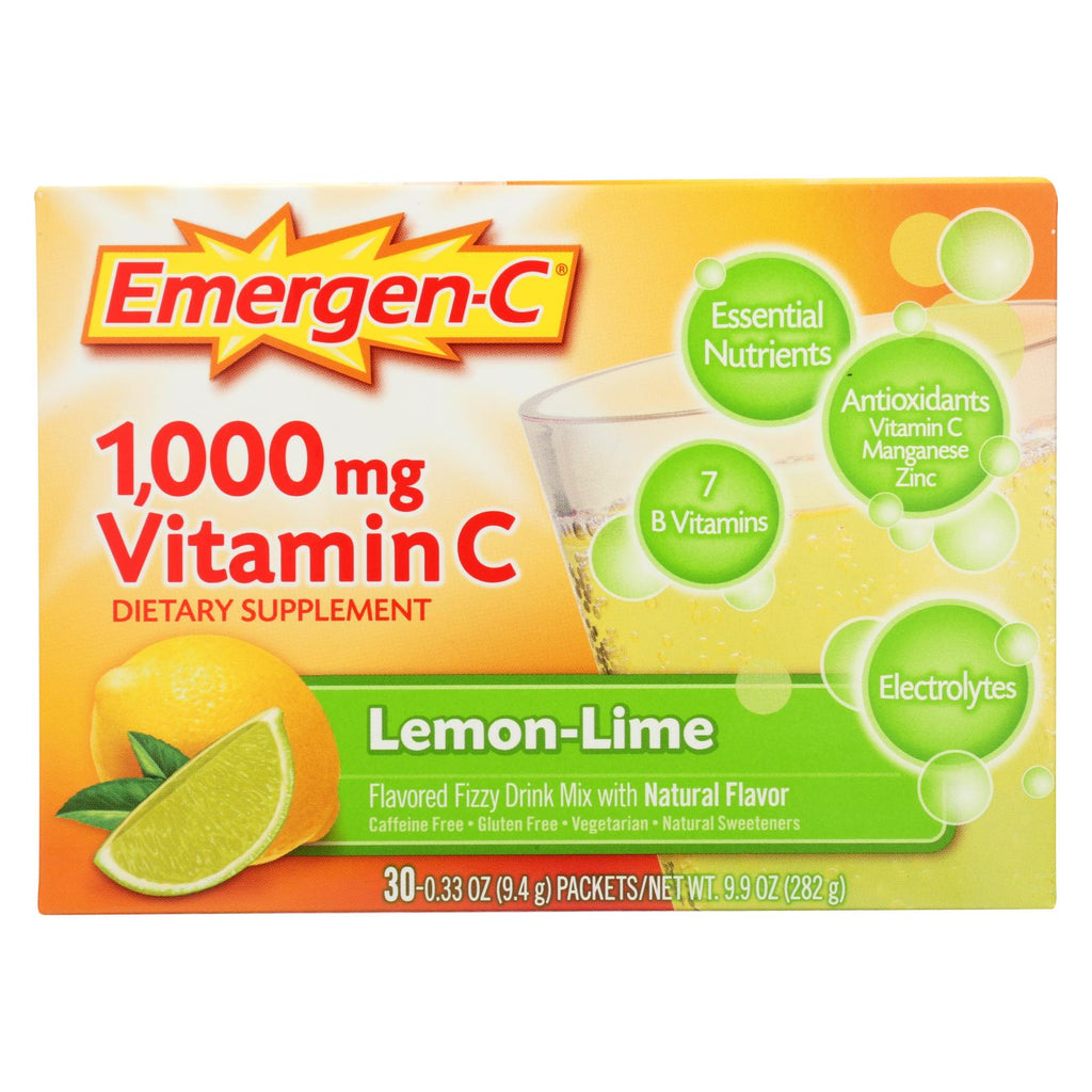 Alacer - Emergen-c Vitamin C Fizzy Drink Mix Lemon Lime - 1000 Mg - 30 Packets