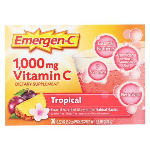 Alacer - Emergen-c Vitamin C Fizzy Drink Mix Tropical - 1000 Mg - 30 Packets