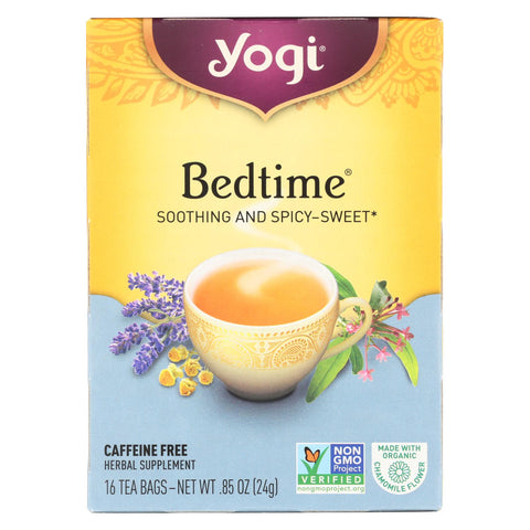 Yogi Bedtime Herbal Tea Caffeine Free Chamomile - 16 Tea Bags - Case Of 6