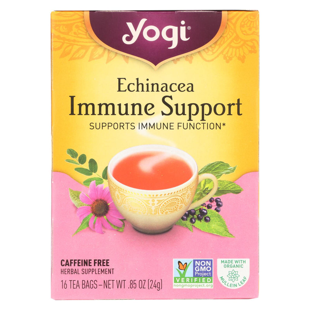 Yogi Immune Support Herbal Tea Echinacea - 16 Tea Bags - Case Of 6