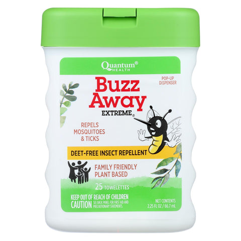 Quantum Buzz Away Extreme Repellent Pop-up Towelette Dispenser - 25 Towelettes