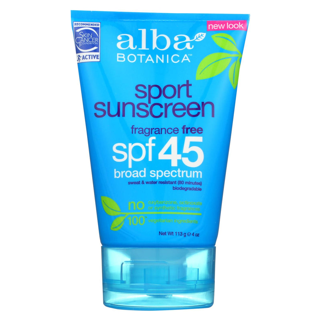 Alba Botanica - Very Emollient Sunscreen Natural Protection Sport Spf 45 - 4 Oz