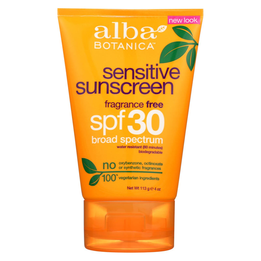 Alba Botanica - Natural Sunblock - Very Emollient - Natural Spf 30 - Fragrance Free - 4 Oz