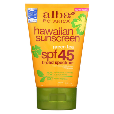 Alba Botanica - Hawaiian Green Tea Natural Sunblock Spf 45 - 4 Fl Oz